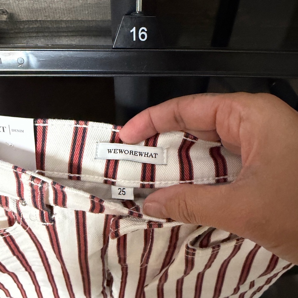 WeWoreWhat Rocker Stripe Jeans Stiletto Slit Red White Size 25 NWT High Rise - Picture 6 of 6